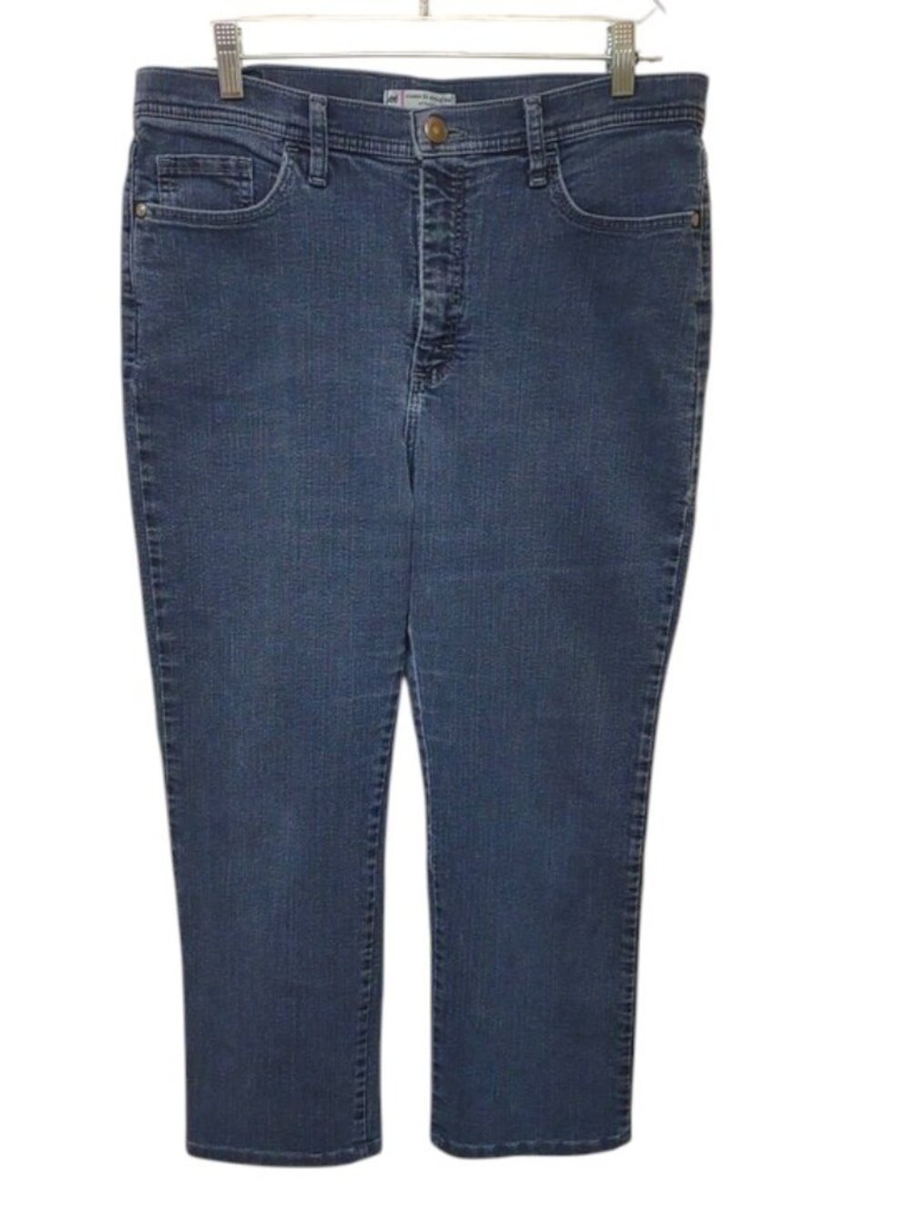 Lee Women's Classic Fit Straight Leg at The Waist Stretch Distressed Blue Jeans